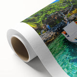 Art deco style poster of a scenic Colombian landscape on rolled canvas.