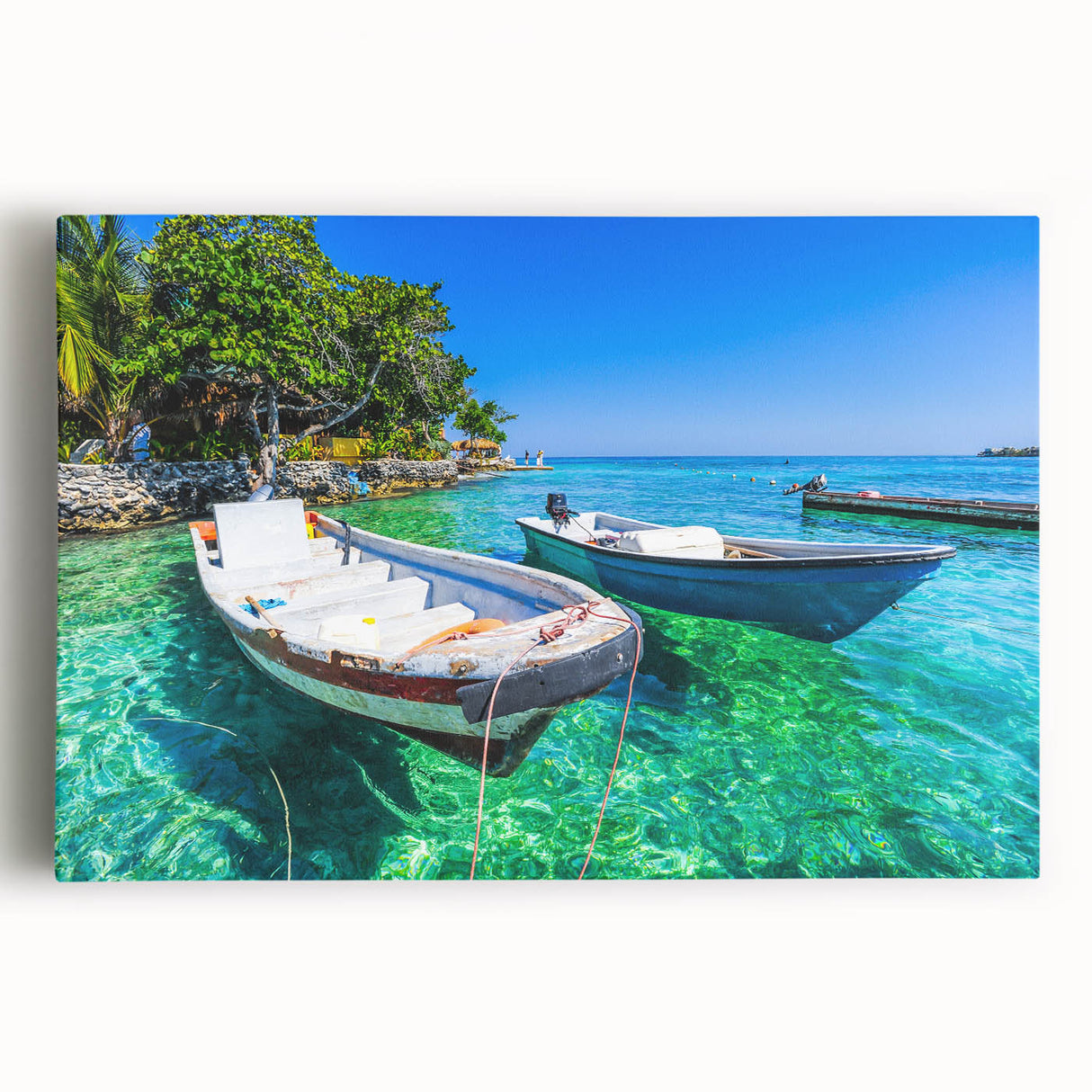 Black and white stretched canvas of a Colombian landscape, suitable as large kitchen wall art.