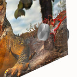 Large abstract wall art depicting Galapagos scenery in mid-century modernist style on acrylic glass.