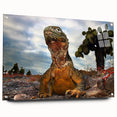 Acrylic print of a Galapagos scenery in muted earth tones, suitable for bedroom or dining room wall art.