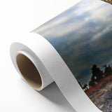 Art deco poster of Galapagos scenery with vibrant green and blue tones on rolled canvas, ideal for nursery wall art.