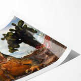 Extra large wall art featuring line art flowers in muted earth tones on a rolled print, suited for large living room decor.