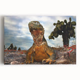 Black and white photo of Galápagos scenery on stretched canvas, ideal for kitchen wall art.