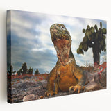 Large art print of Galapagos scenery on stretched canvas, featuring vibrant ocean and sky tones, ideal for kitchen wall art.