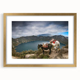 Extra large abstract art print of South American scenery in Ecuador, featuring textured brush strokes in earth tones.