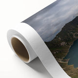 Art deco poster of an Ecuadorian landscape in pastel shades on rolled canvas, ideal for nursery wall art.