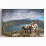 Large black and white stretched canvas of a South American landscape, ideal for kitchen wall art.