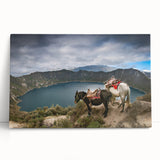 Black and white landscape of Ecuador on stretched canvas, ideal for kitchen wall art or bedroom ambiance.