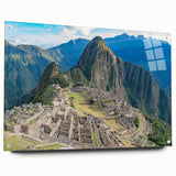 Acrylic print of Machu Picchu in soft morning light, ideal for dining room decor.