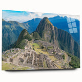 Acrylic print of Machu Picchu in muted earth tones, suitable for bedroom or dining room art.
