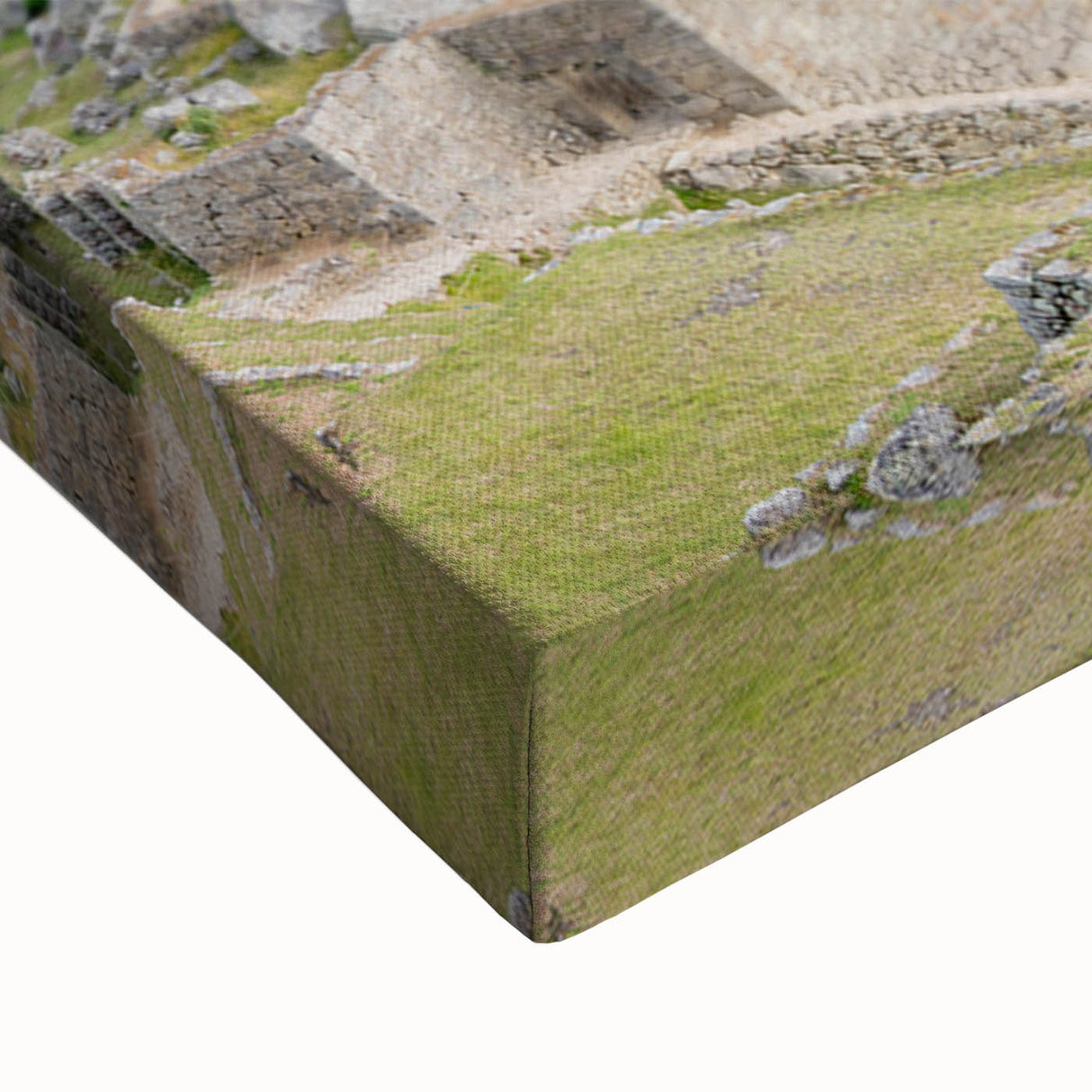 Black and white landscape art painting of Machu Picchu on stretched canvas, ideal for bedroom wall decor.