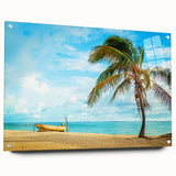 Acrylic print of a large abstract depiction of South American scenery in earthy tones.