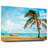 Acrylic print of a large abstract depiction of a South American scenery, in vibrant earth tones.