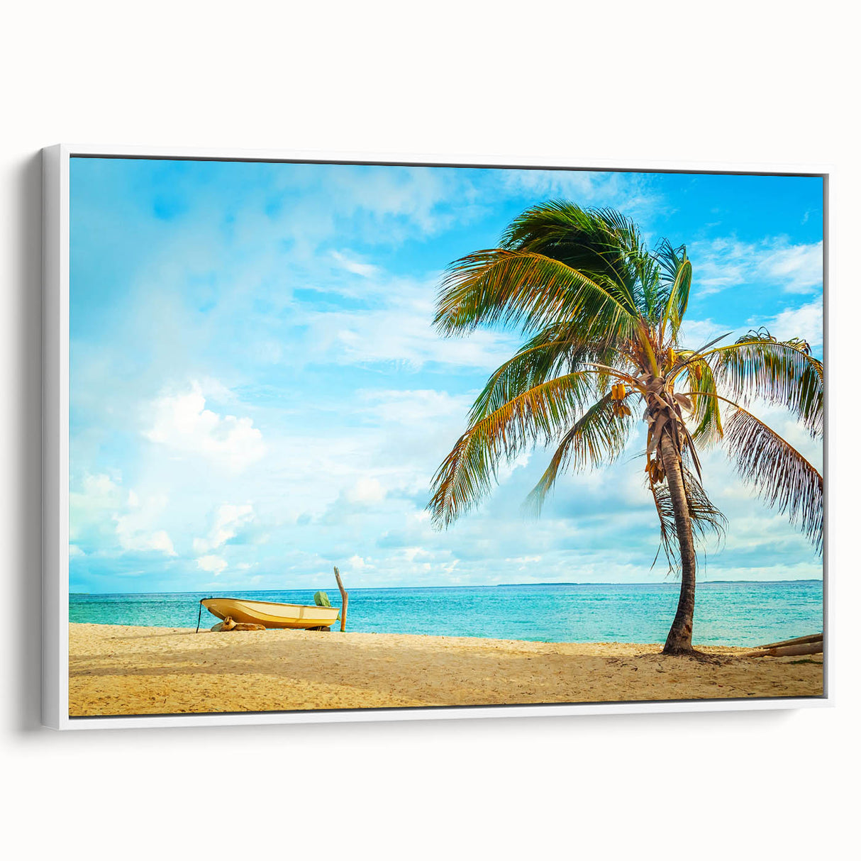 Vintage poster art of a Venezuelan landscape on framed canvas, featuring colorful art in extra large size.