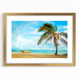 Extra large abstract art print of a textured Venezuelan scenery in muted earth tones, framed in gold.