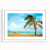 Abstract art print of a Venezuelan landscape in muted earth tones on a white-framed canvas, suitable for dining room decor.