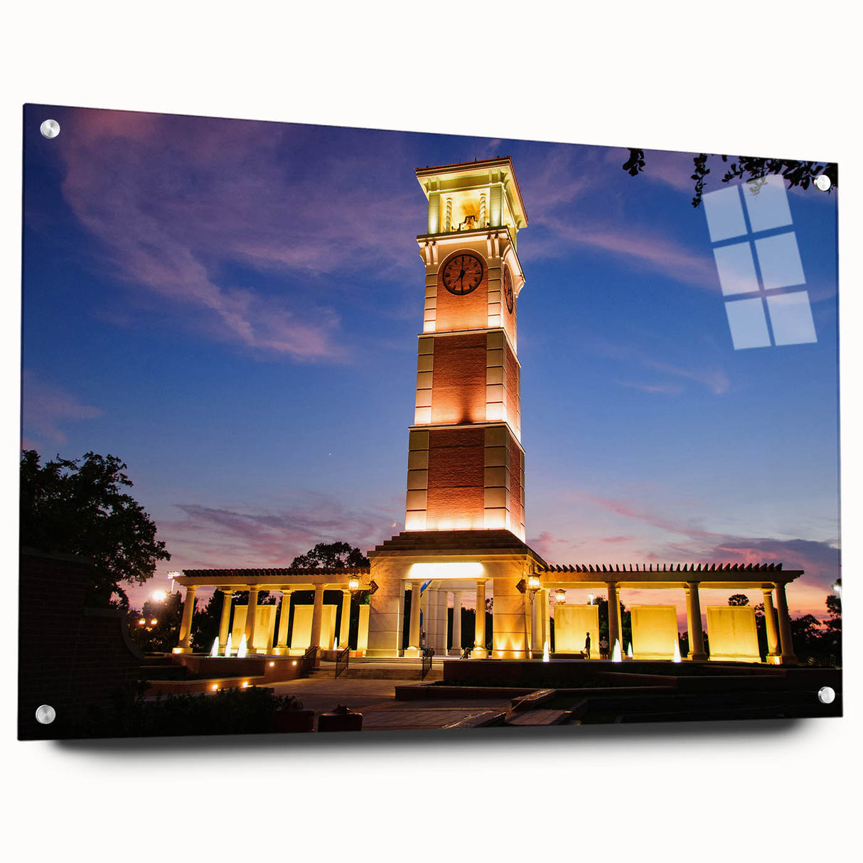 Large abstract wall art depicting Alabama scenery in muted earth tones on acrylic glass.