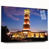 Large abstract wall art of Alabama scenery in muted earth tones on acrylic glass, ideal for bedroom or dining room decor.