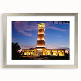 Textured abstract art print depicting a serene Alabama landscape in muted earth tones, framed in silver.