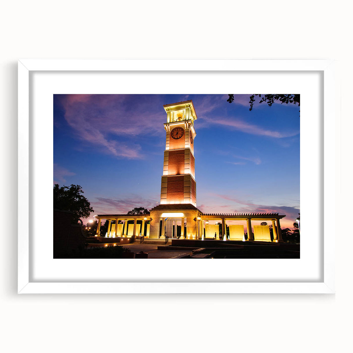 Abstract art print of Alabama scenery in muted earth tones on a white-framed mat, suitable for dining room decor.