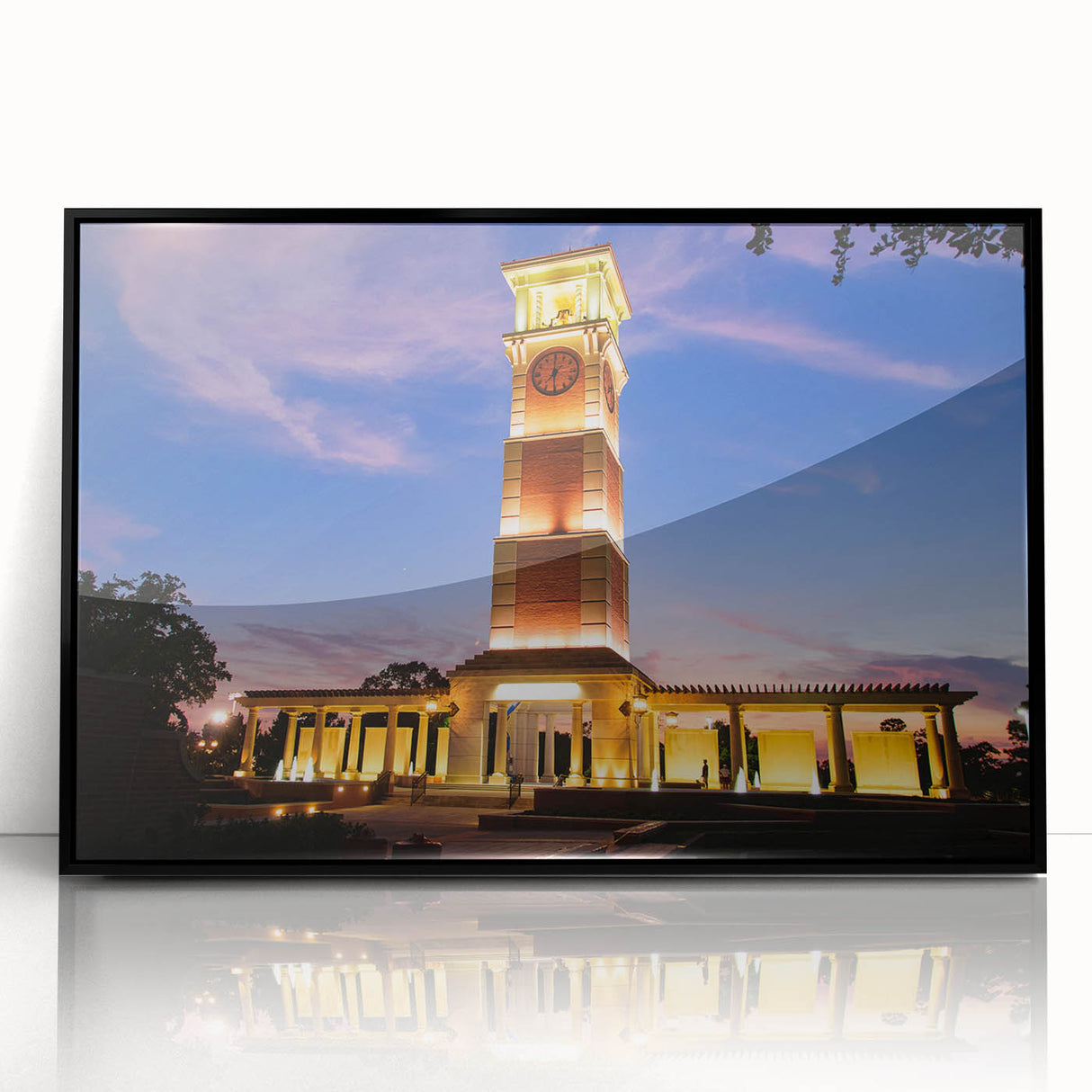 Large abstract wall art featuring a dynamic composition of bold colors on a framed acrylic.
