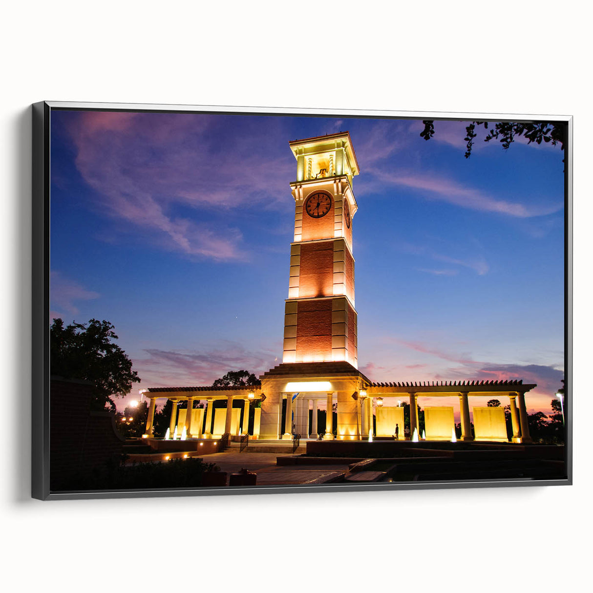 Black and white landscape art painting of Alabama scenery on a framed canvas, suitable for bedroom wall decor.