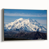 Landscape art painting of Denali, Alaska, in colorful hues on a framed canvas, ideal for living room decor.