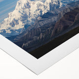 Art deco poster of Denali, Alaska in muted earth tones on rolled canvas, suitable for dining room wall art.