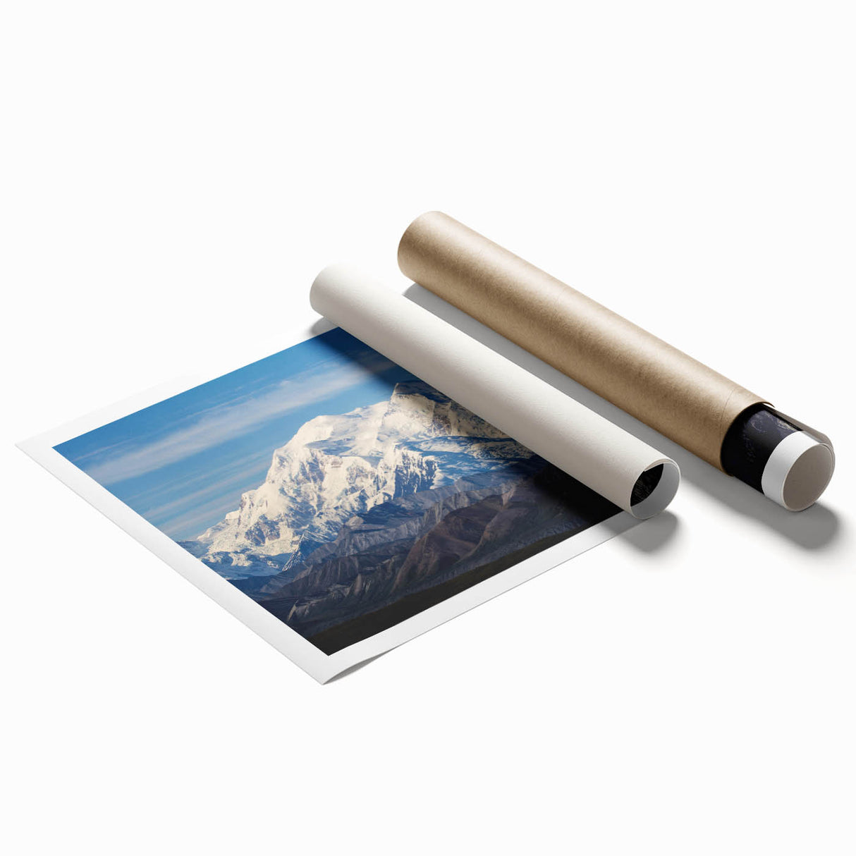 Extra large rolled print of Denali, Alaska scenery with vibrant green and blue tones, ideal for classy bathroom wall art.