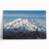 Black and white image of Denali, Alaska on stretched canvas, suitable as kitchen wall art or for a bedroom.