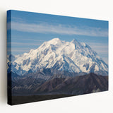 Large stretched canvas featuring a serene Denali National Park landscape in Alaska, ideal for kitchen wall art.