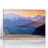 Acrylic framed art deco poster depicting serene Alaskan scenery, ideal for modern nursery wall decor.