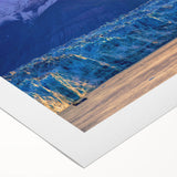 Art deco poster of an Alaskan landscape in muted earth tones on rolled canvas, ideal for dining room wall art.