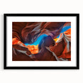 Extra large framed wall art of a colorful abstract Arizona Antelope Canyon print, ideal for living room decor.