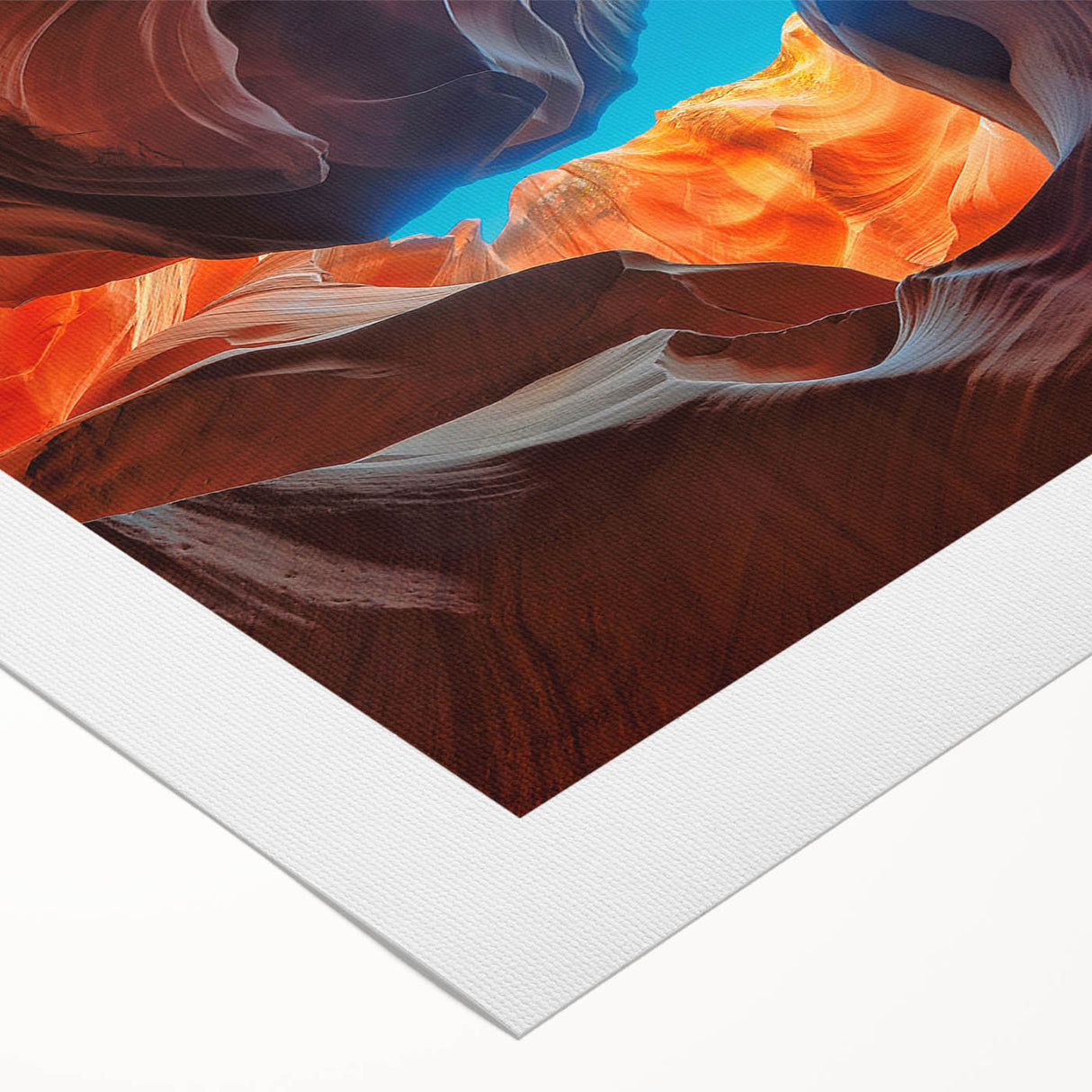 Art deco poster of Antelope Canyon in Arizona, displaying warm earth tones on rolled canvas, suited for dining room decor.