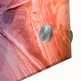 Large abstract depiction of Arizona's Coyote Buttes in muted earth tones on acrylic glass, suitable for dining room art.