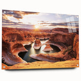 Large abstract depiction of Glen Canyon in muted earth tones on acrylic glass.