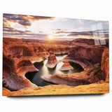 Large abstract wall art of Glen Canyon in Arizona, vibrant earth tones on acrylic glass.