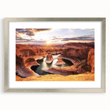 Textured art print of Glen Canyon in Arizona with abstract style and earthy tones on a silver-framed mat.