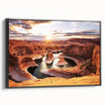 Black and white framed canvas of Glen Canyon landscape, ideal for bedroom wall art with a vintage poster style.