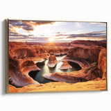 Framed canvas of Glen Canyon in Arizona, featuring a vintage-style landscape in black and gold tones.