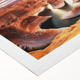 Art deco poster of Glen Canyon in muted earth tones on rolled canvas, suitable for dining room decor.