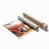 Extra large rolled print of Glen Canyon in Arizona, featuring earth-toned colors, ideal for classy bathroom wall art.