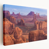 Grand Canyon landscape on stretched canvas, featuring earth tones and a panoramic view, suitable for kitchen wall art.