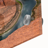 Large abstract depiction of Arizona's Horseshoe Bend in muted earth tones on acrylic glass.