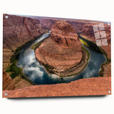Acrylic print of Horseshoe Bend in Arizona, featuring earthy tones and a panoramic format.