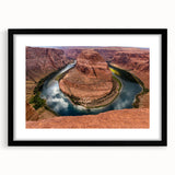 Colorful art print of Horseshoe Bend in Arizona on textured canvas, ideal for extra large wall art in living rooms.