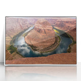 Acrylic print of Horseshoe Bend in Arizona, featuring earth tones and a framed white border.