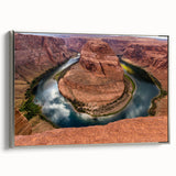 Framed canvas featuring a landscape art painting of Horseshoe Bend, Arizona, with vibrant earth tones.
