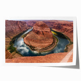 Rolled print of Horseshoe Bend in Arizona capturing the natural landscape in earthy tones, suitable for art wall dining room.